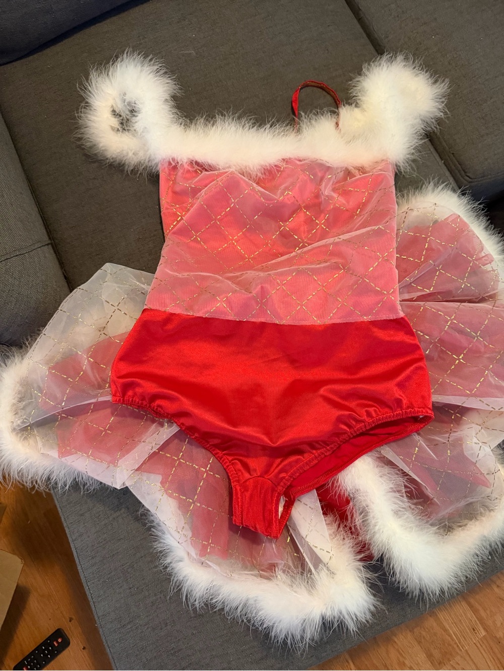 Adult XL Dance Costume red white gold